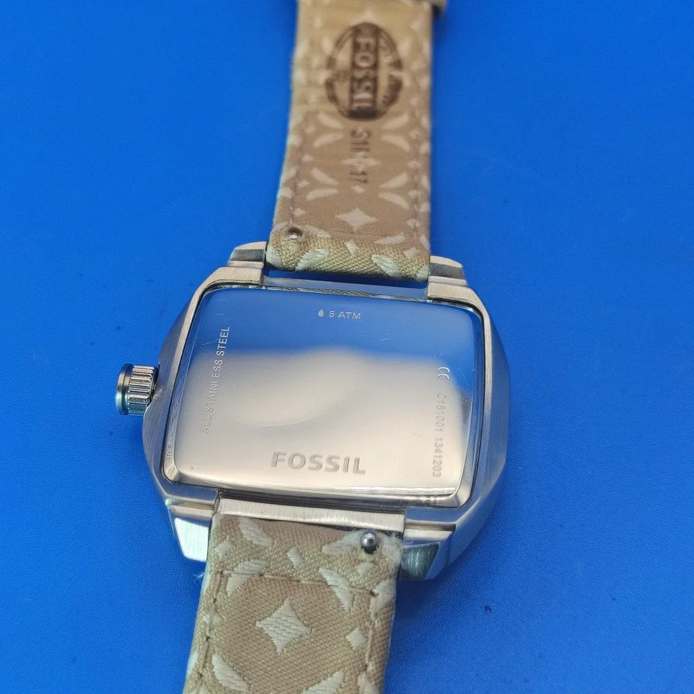 Vintage 2003 Fossil TV 32mm Women's Quartz Watch Monogram Strap Fully‎ Restored